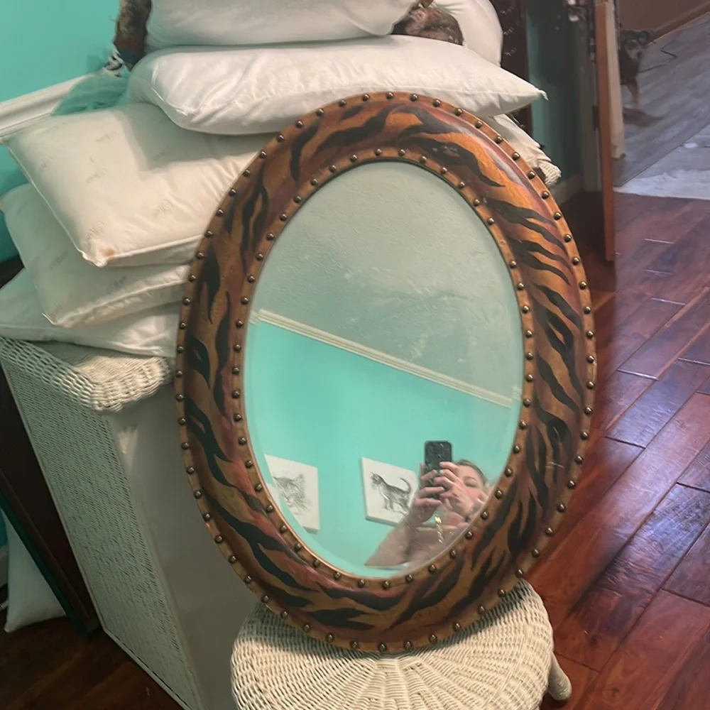 Heavy zebra round mirror by john Richard number 887